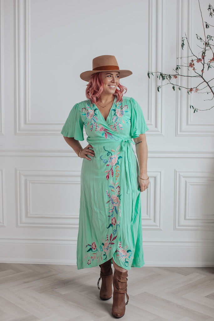 ELLEFLOWER Tiffany Wrap Dress AQUA1