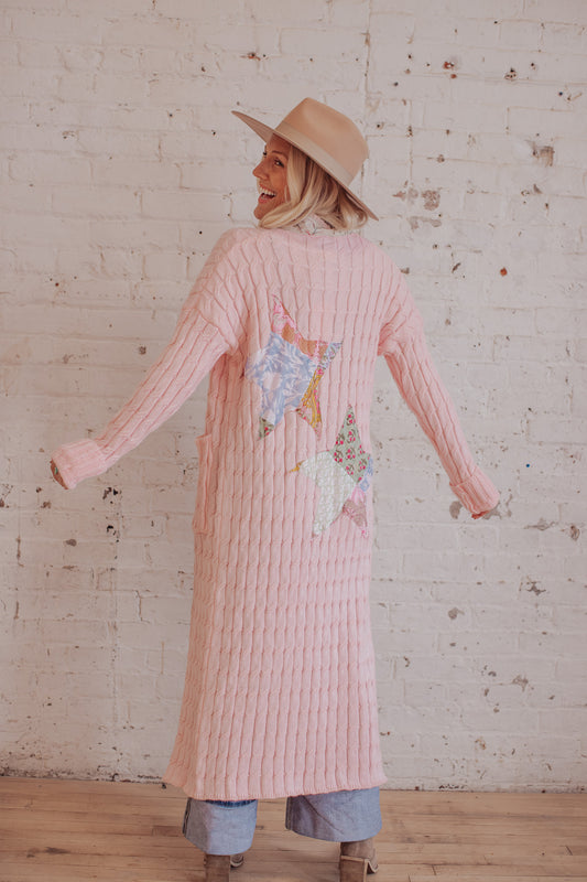 Cable Knit - Rosewater - Patchwork Stars