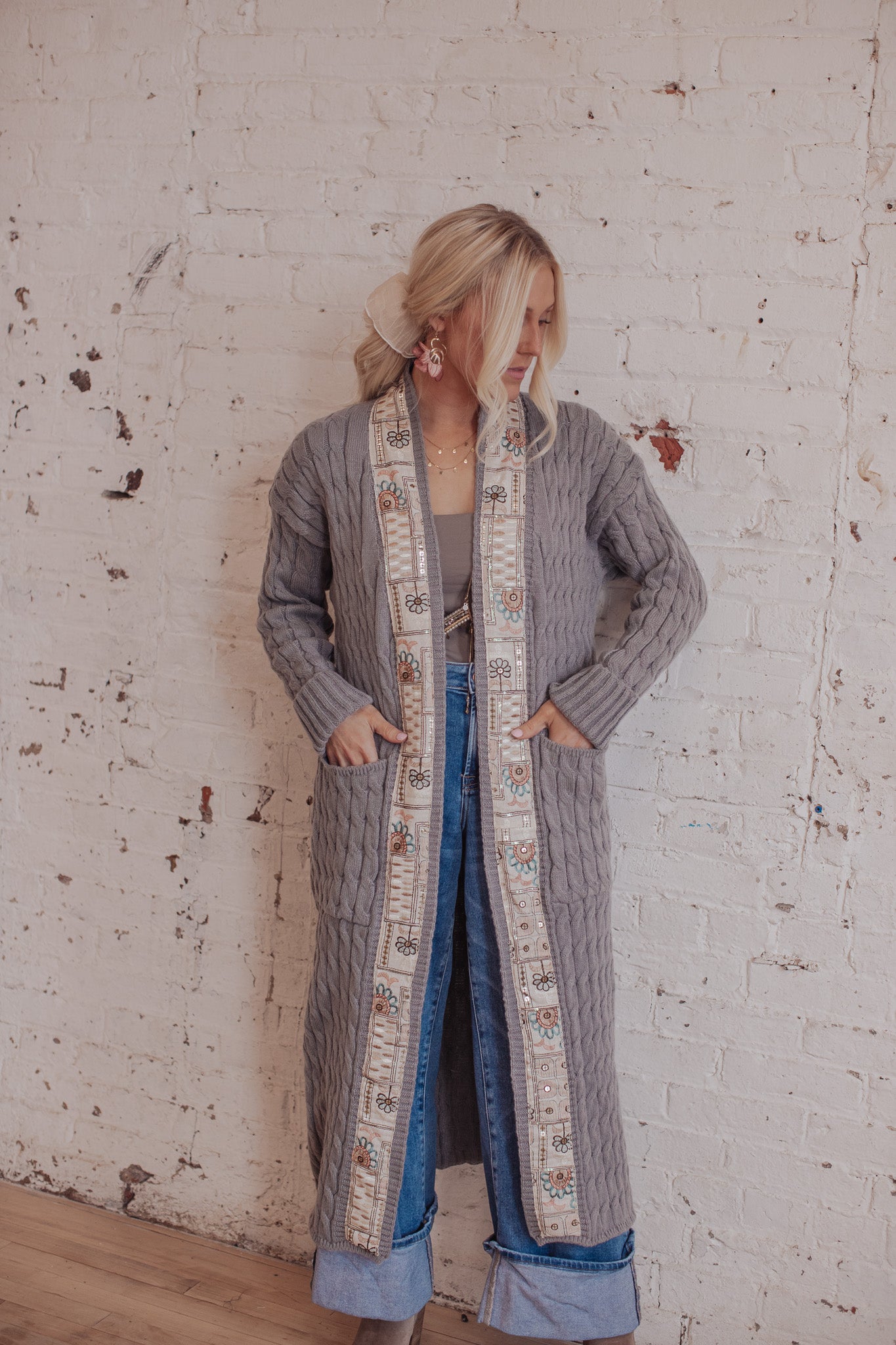 Cable Knit - Stone- Linen Heart