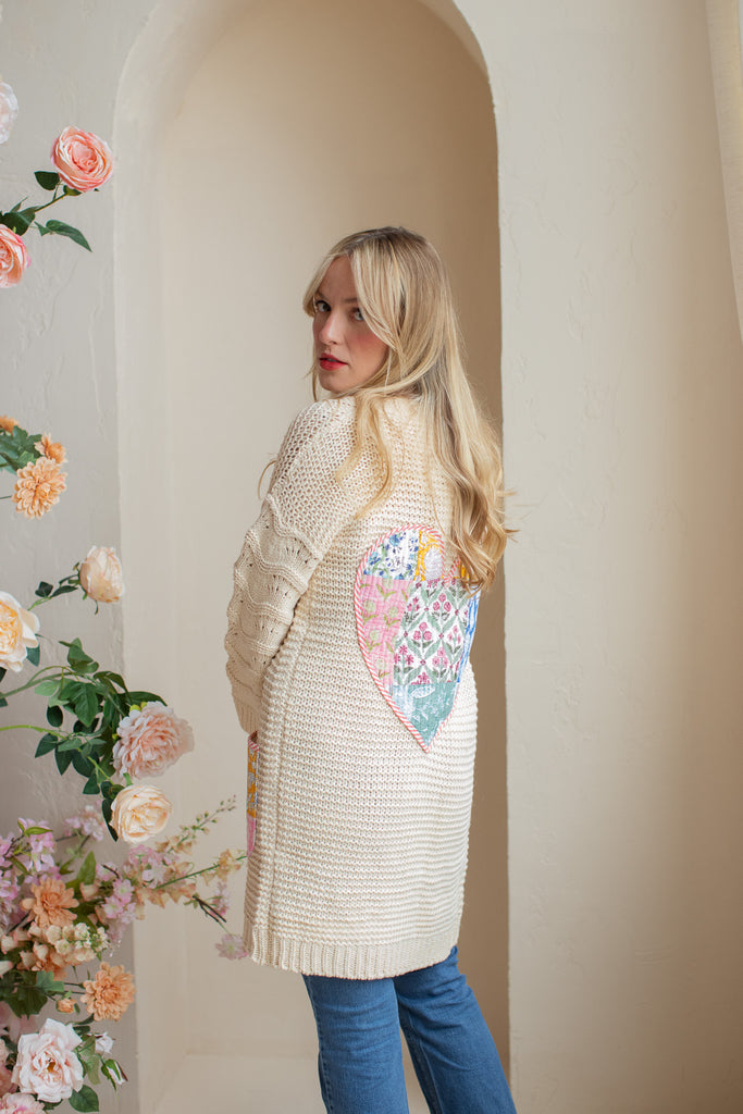 From The Heart - Patchwork Dreams Cable Knit Sweater / CREAM