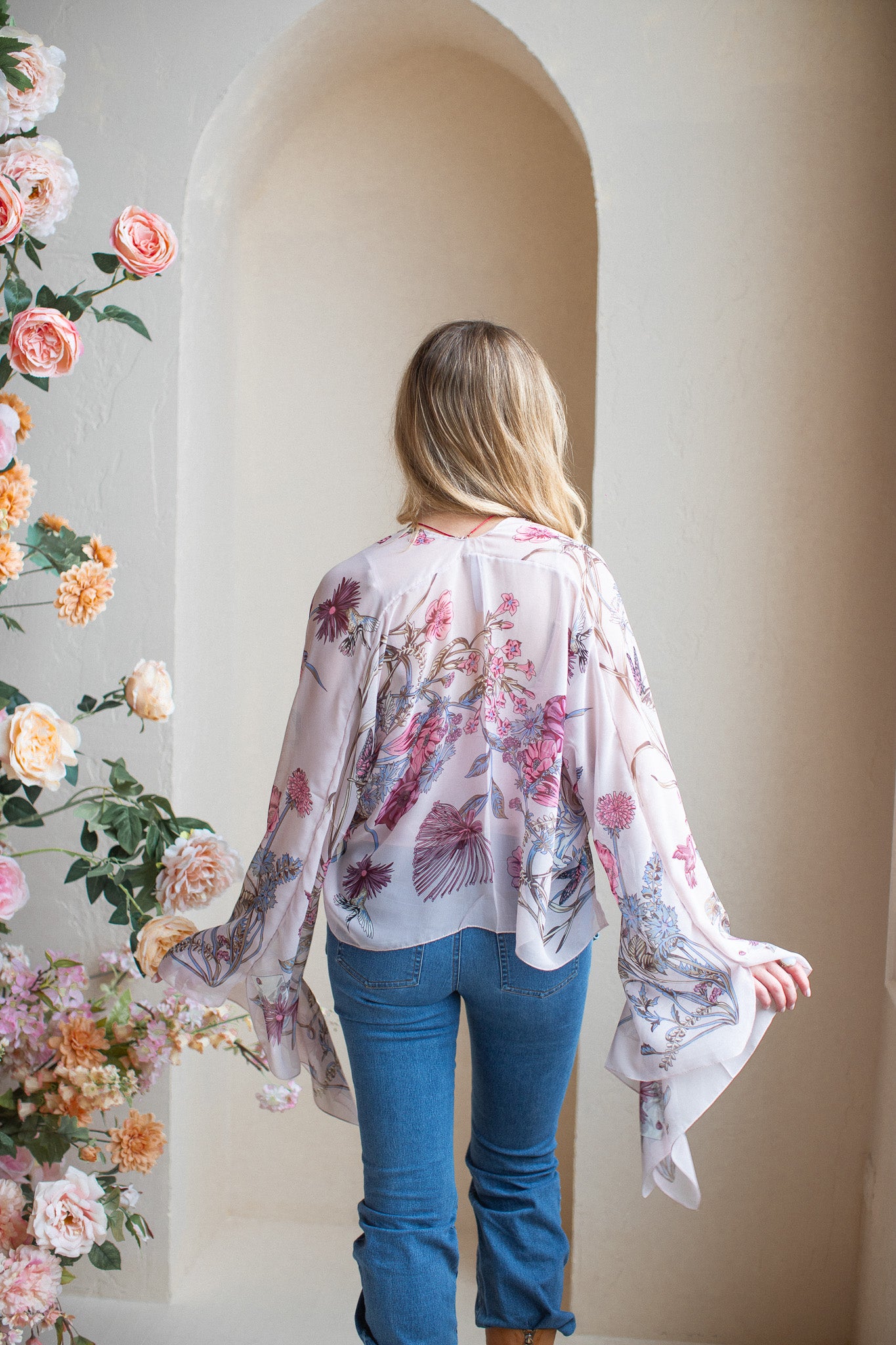 Cropped Cardigan : wild bloom - B L U S H