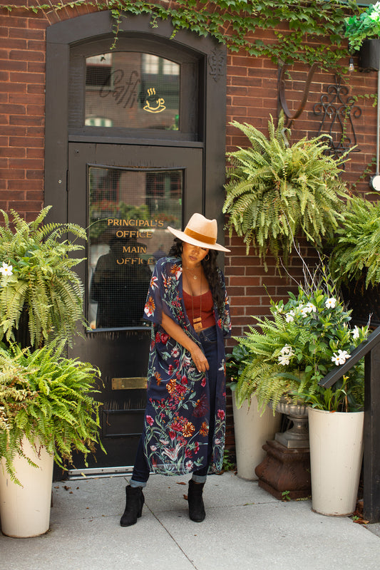 Duster Kimono - Wild Bloom - NAVY