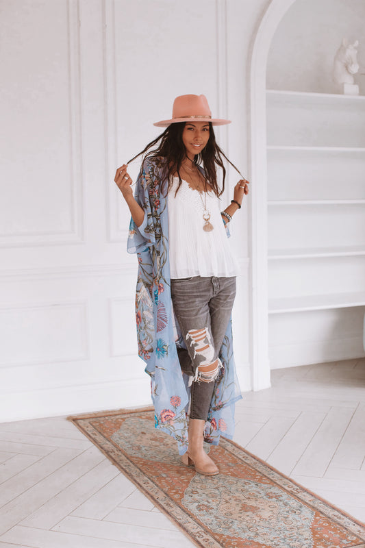 Duster Kimono: wild bloom - P E R I W I N K L E