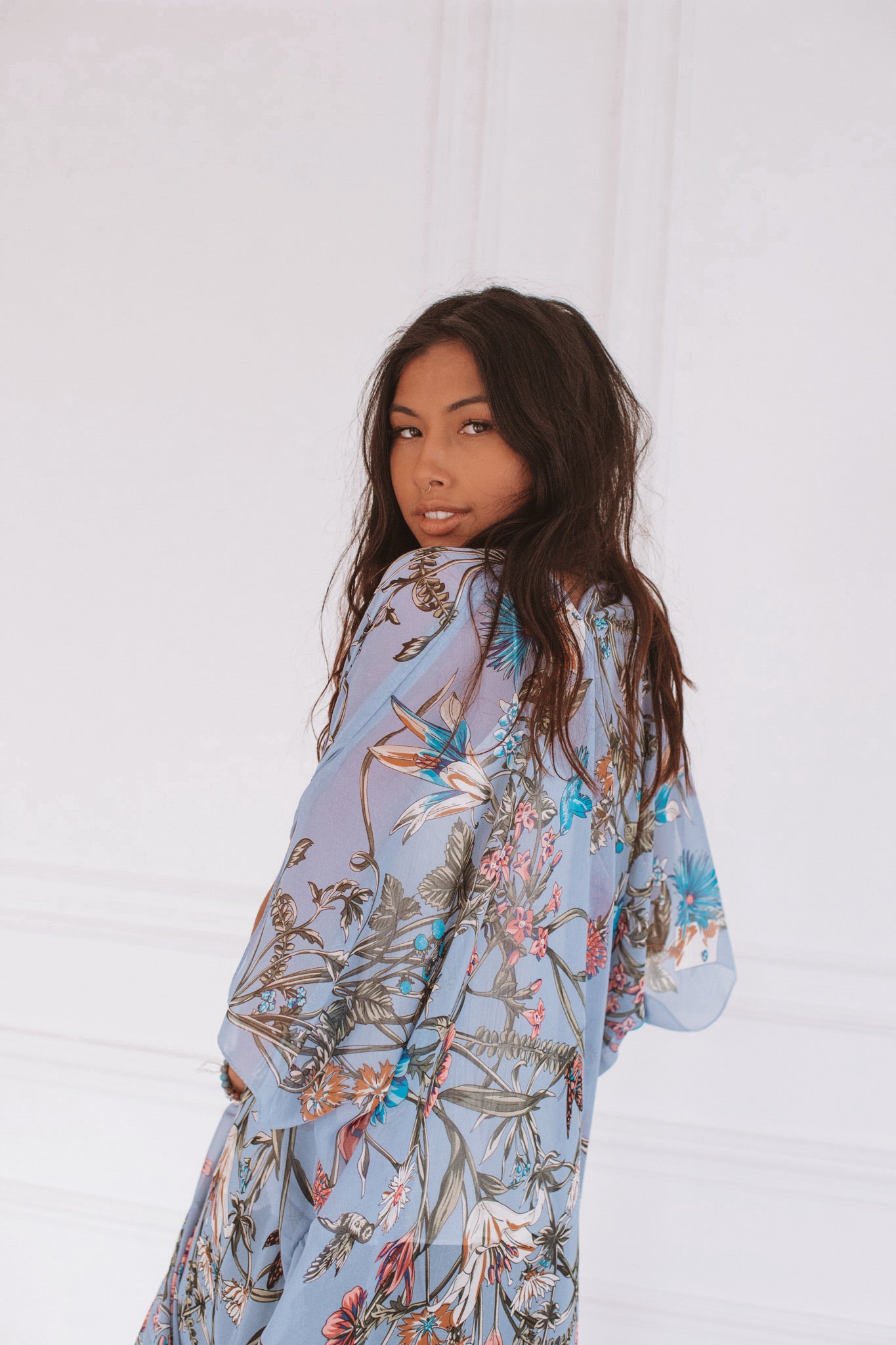 Duster Kimono: wild bloom - P E R I W I N K L E