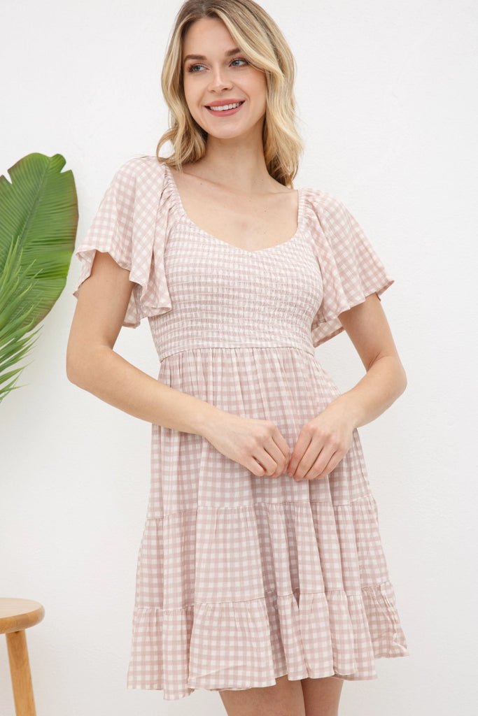 Elleflower - Gingham Flutter Sun Dress