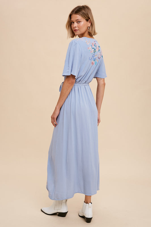 ELLEFLOWER - Tiffany Wrap Dress - PERIWINKLE