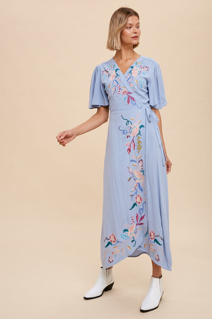 ELLEFLOWER - Tiffany Wrap Dress - PERIWINKLE