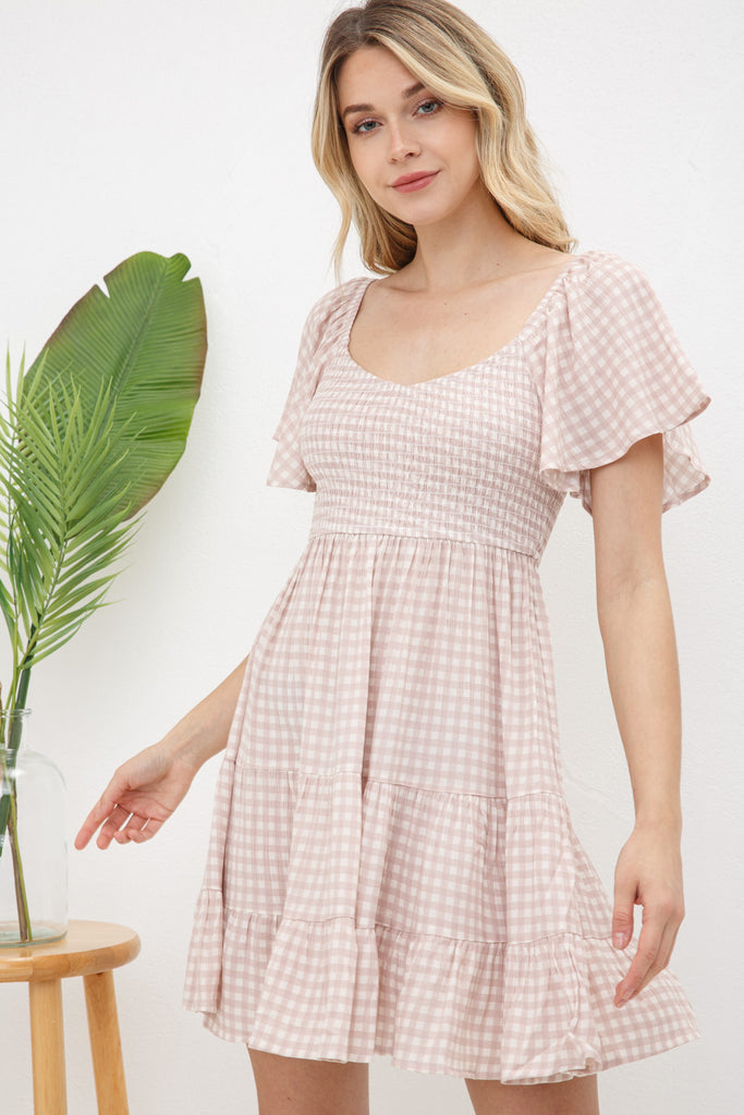 Elleflower - Gingham Flutter Sun Dress