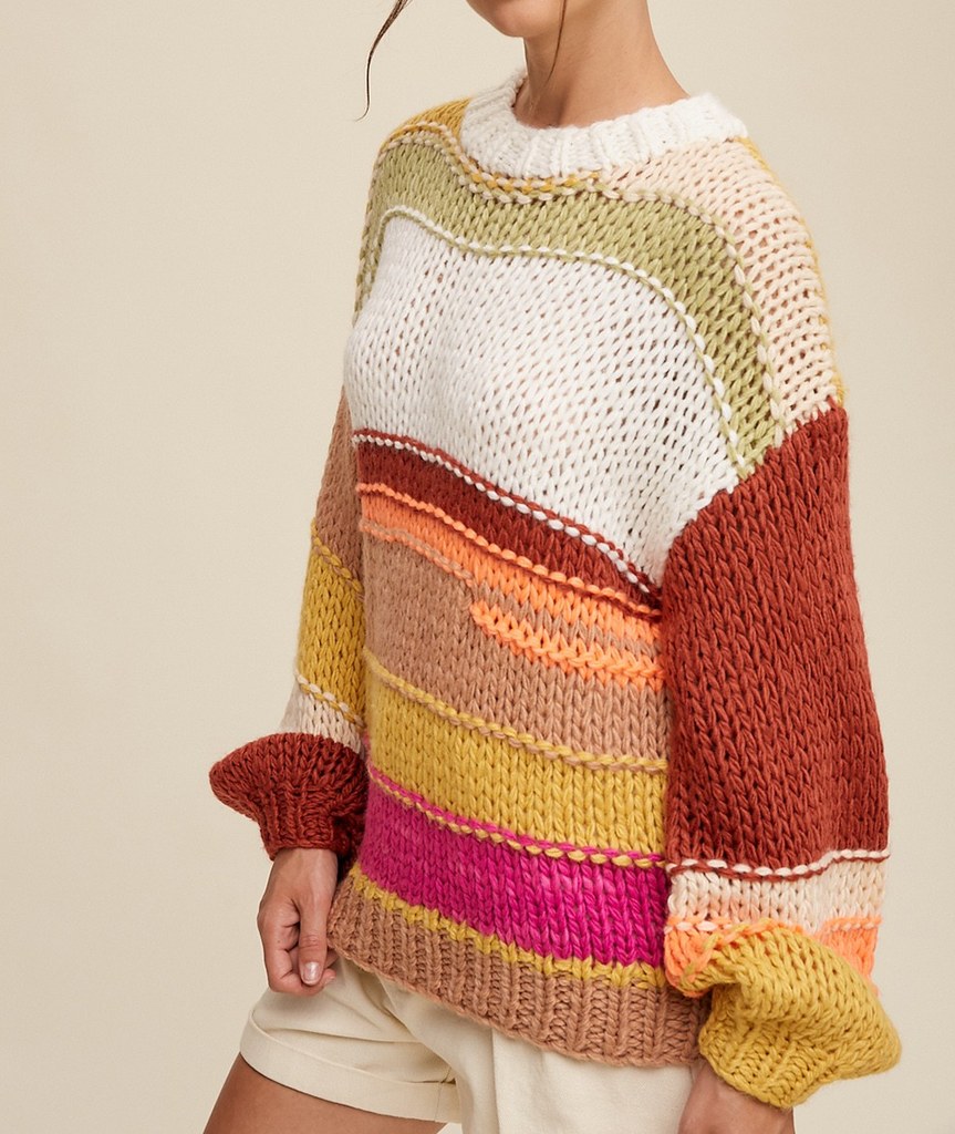 ELLEFLOWER - Chunky Multi Sweater - AUTUMN HARVEST