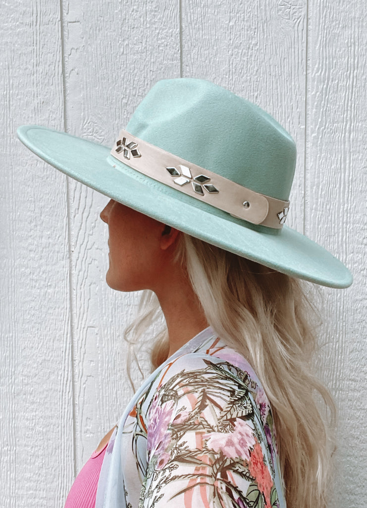 Elleflower - Iris Rancher Hat - PISTACHIO WITH DETAILED BAND