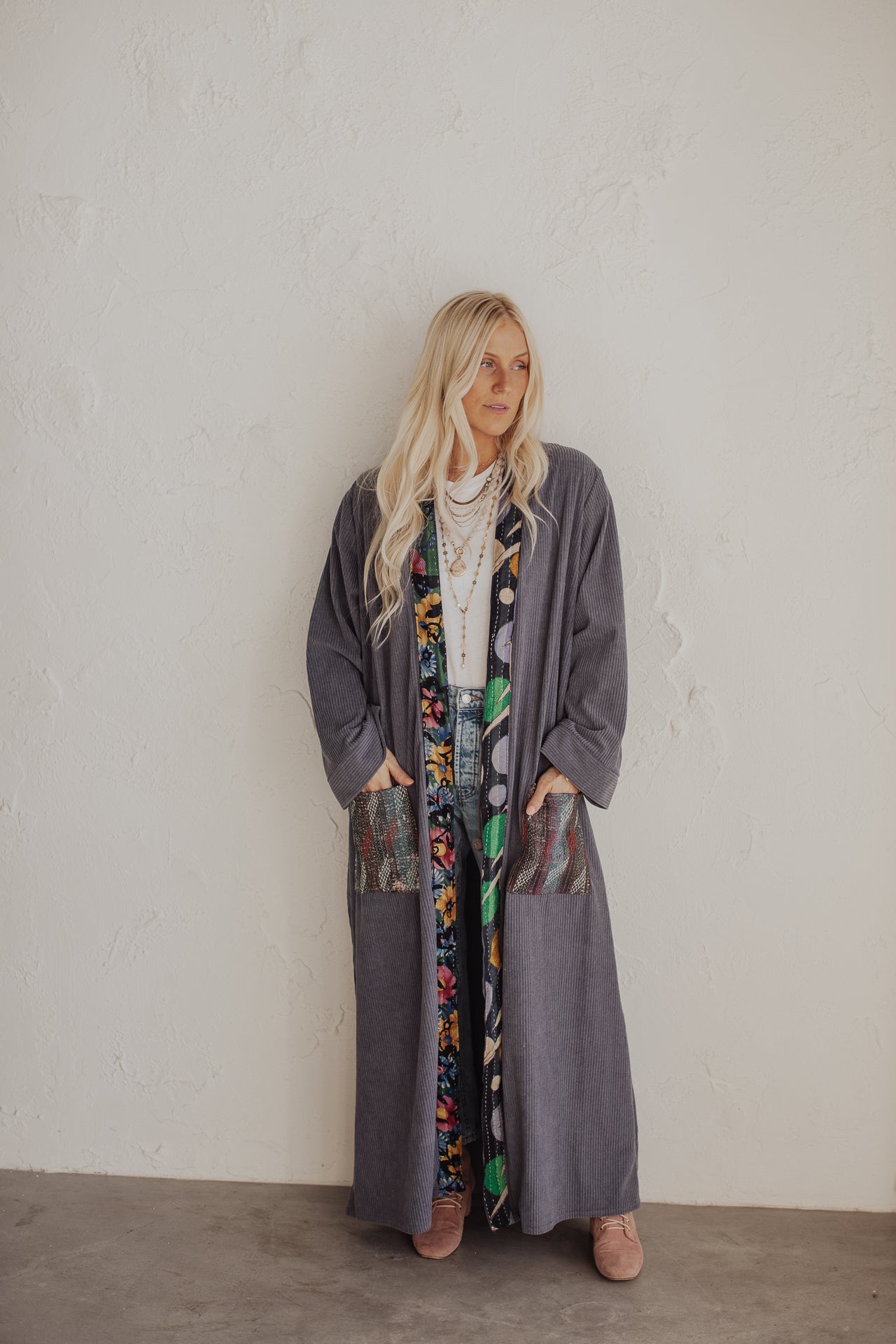 The Artist Duster- Slate Kantha