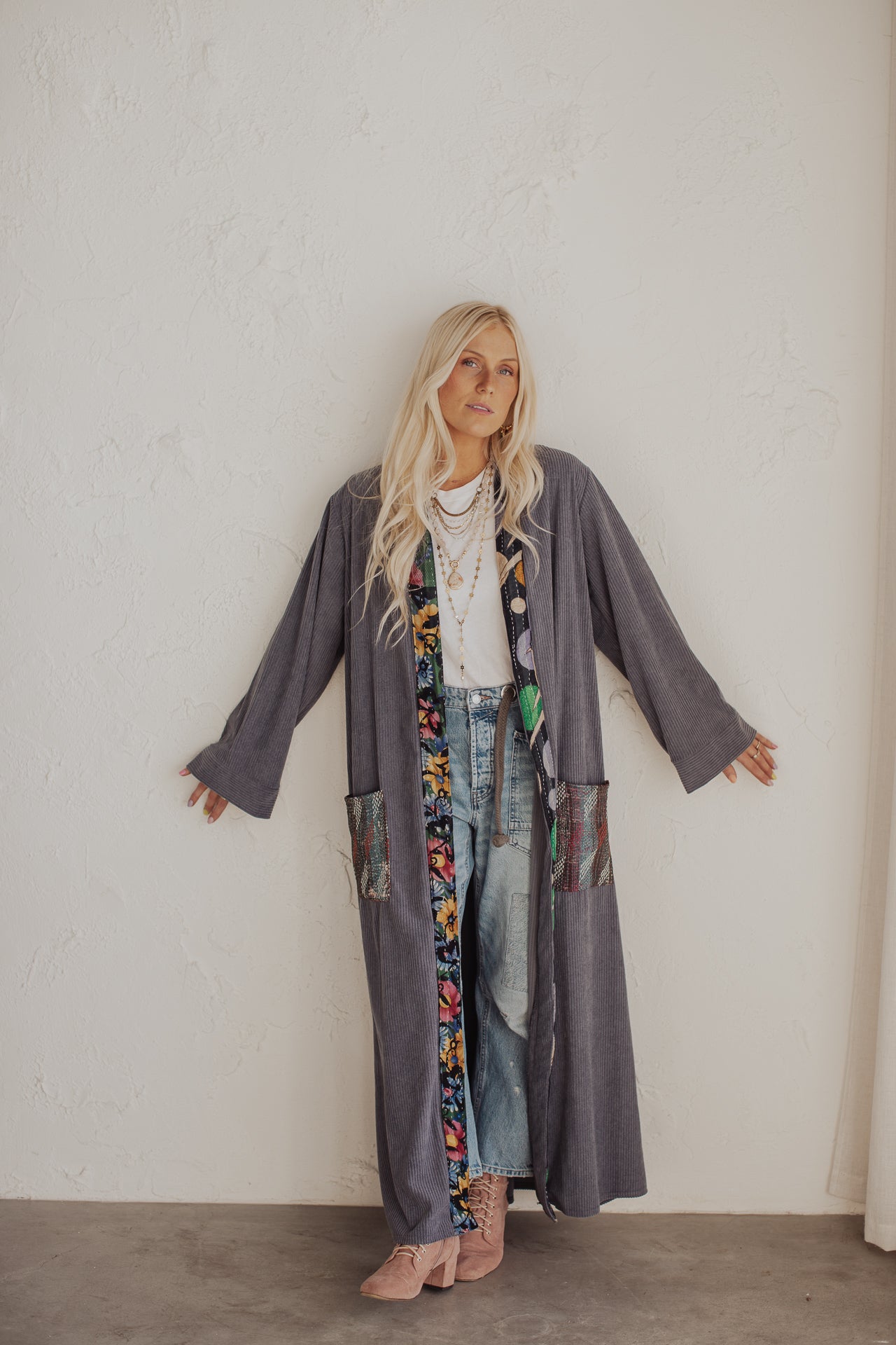 The Artist Duster- Slate Kantha