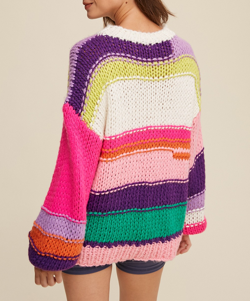 ELLEFLOWER - Chunky Multi Sweater - ELECTRIC BLOOM