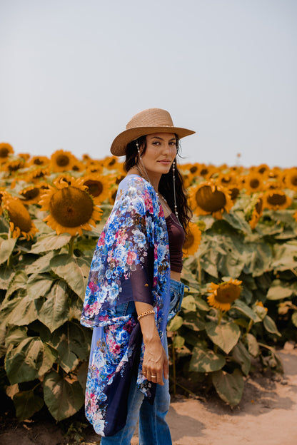 Smell The Roses Kimono- D E N I M