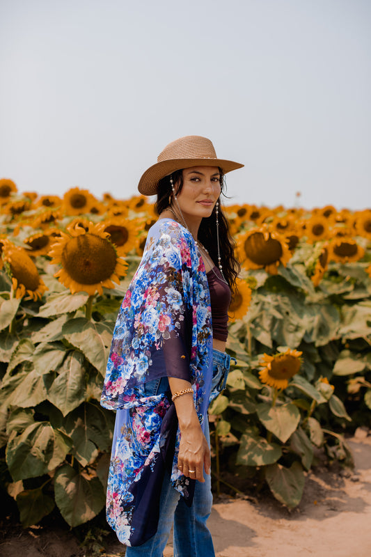 Smell The Roses Kimono- D E N I M