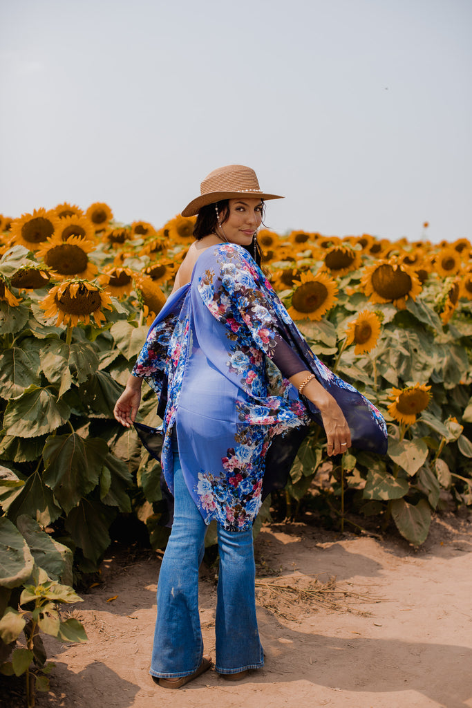 Smell The Roses Kimono- D E N I M