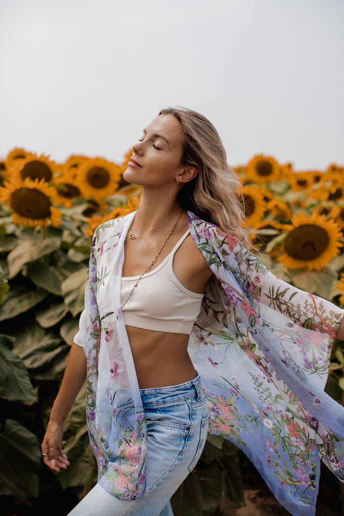 Birds & Bees Kimono - Ombre Mist