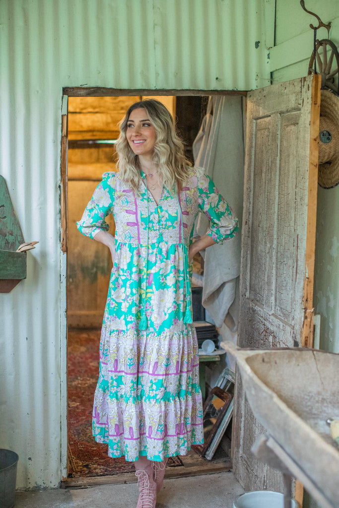 Elleflower - Flora Midi Dress - Cyan