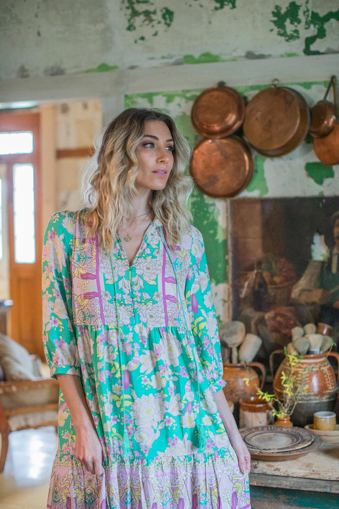 Elleflower - Flora Midi Dress - Cyan