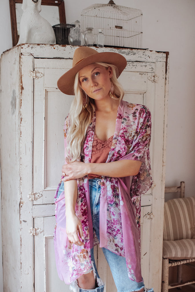 Smell The Roses Kimono- ROSE