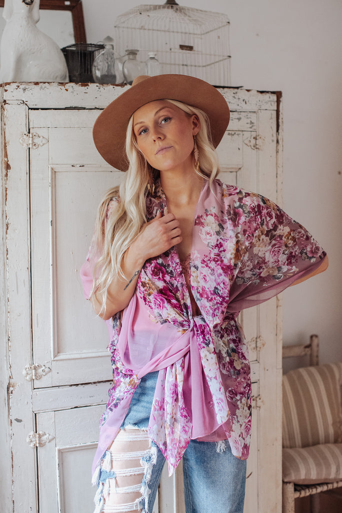Smell The Roses Kimono- ROSE