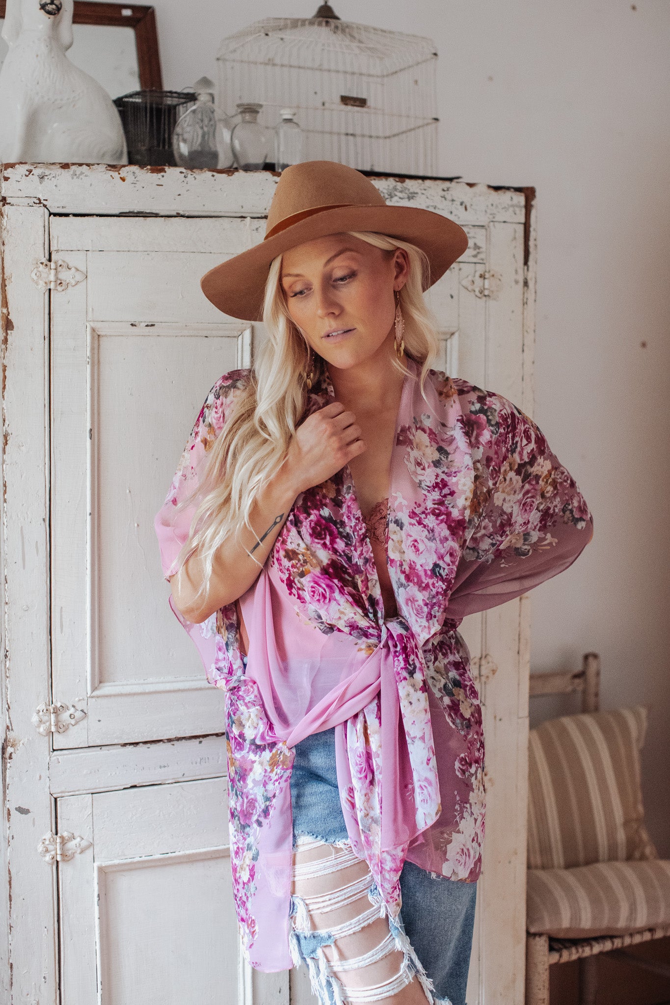 Smell The Roses Kimono- ROSE
