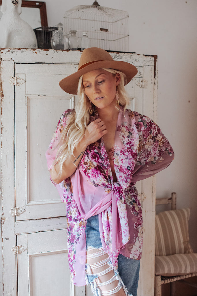 Smell The Roses Kimono- ROSE