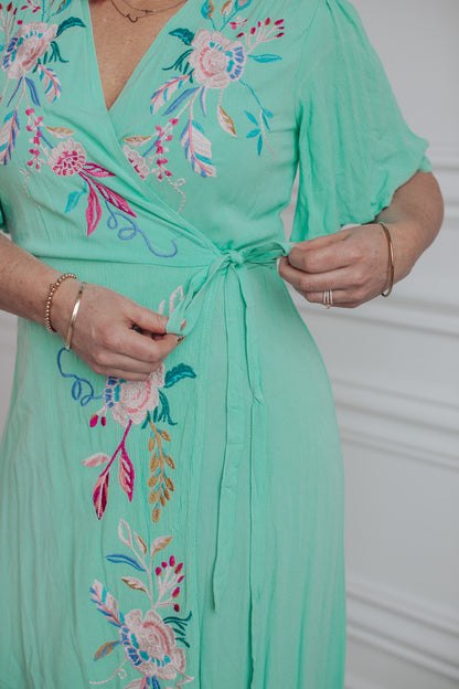 ELLEFLOWER - Tiffany Wrap Dress - AQUA