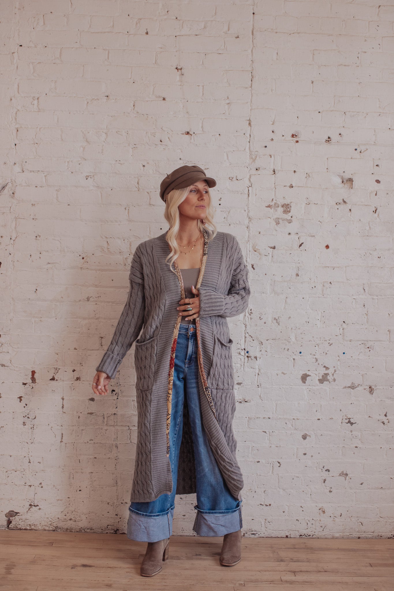 Cable Knit Sari Stone- 4- XL