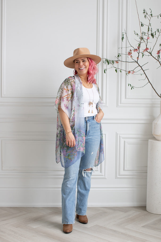 Birds & Bees Kimono - Ombre Mist