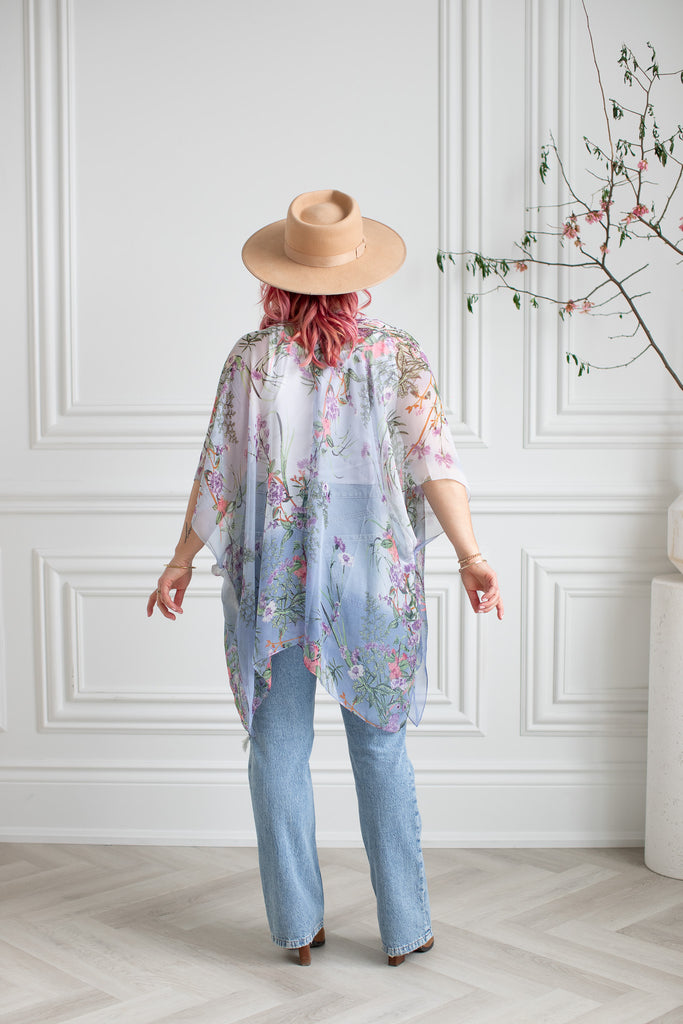 Birds & Bees Kimono - Ombre Mist