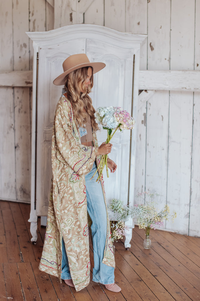Letters From The Loom - Primitive Peace - Linen Fern w/ Light Denim