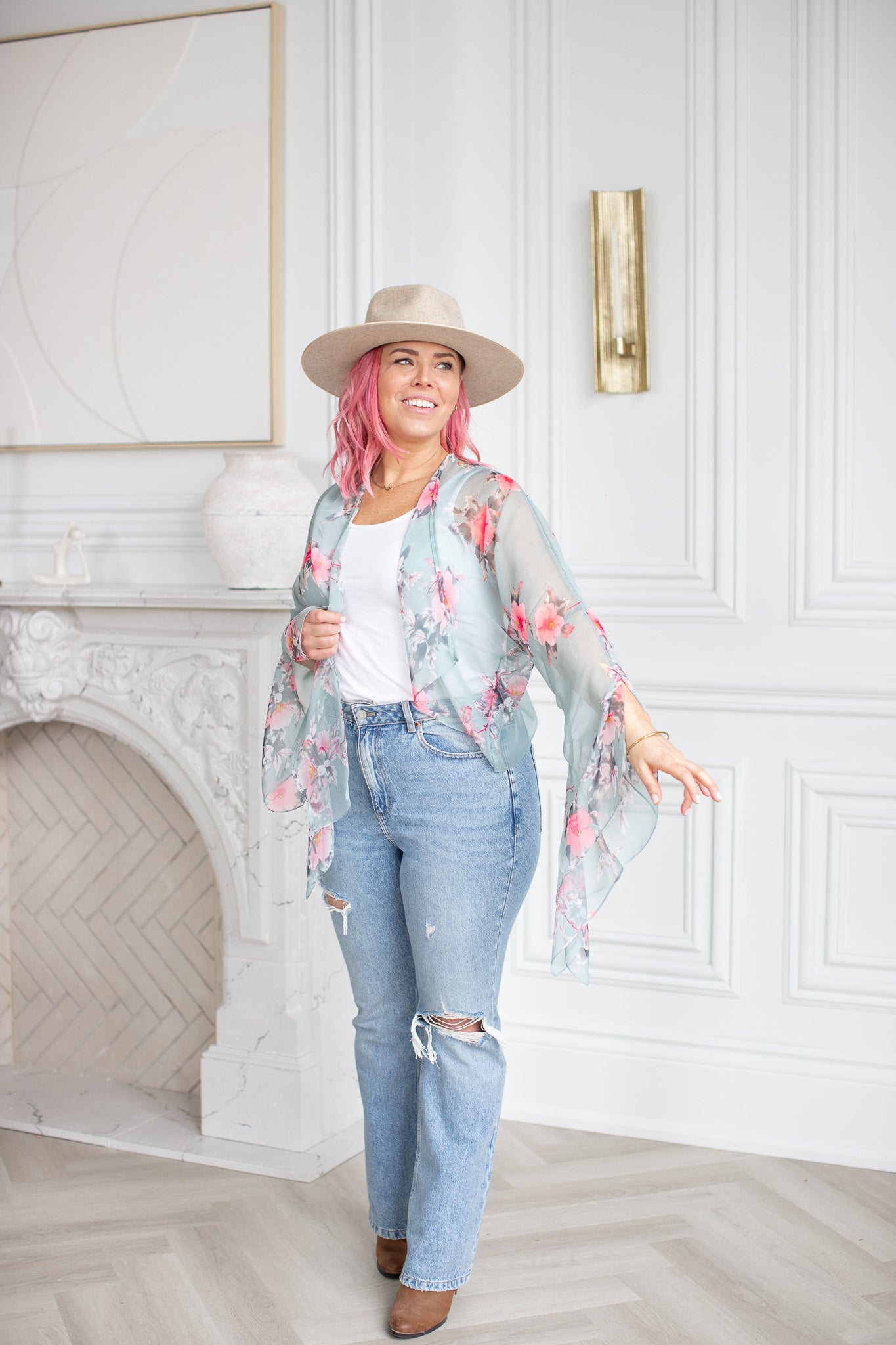 Cropped Cardigan : hibiscus - S E A F O A M