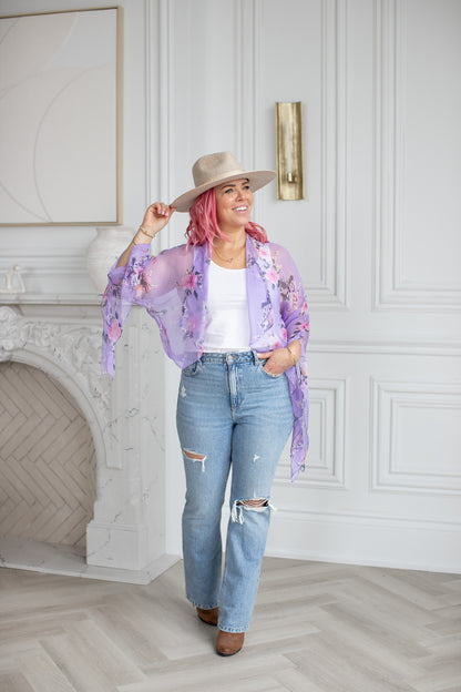 Cropped Cardigan : hibiscus - L A V E N D E R
