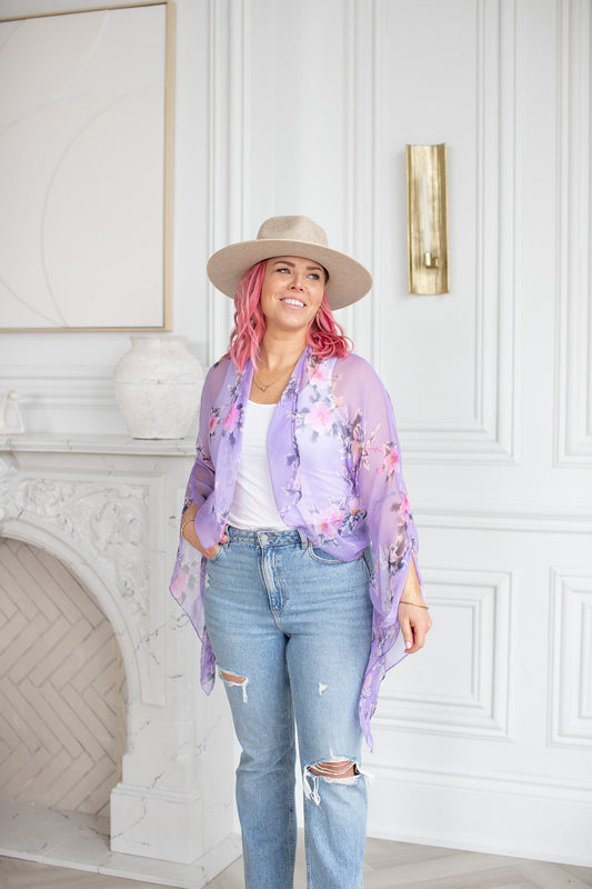 Cropped Cardigan : hibiscus - L A V E N D E R