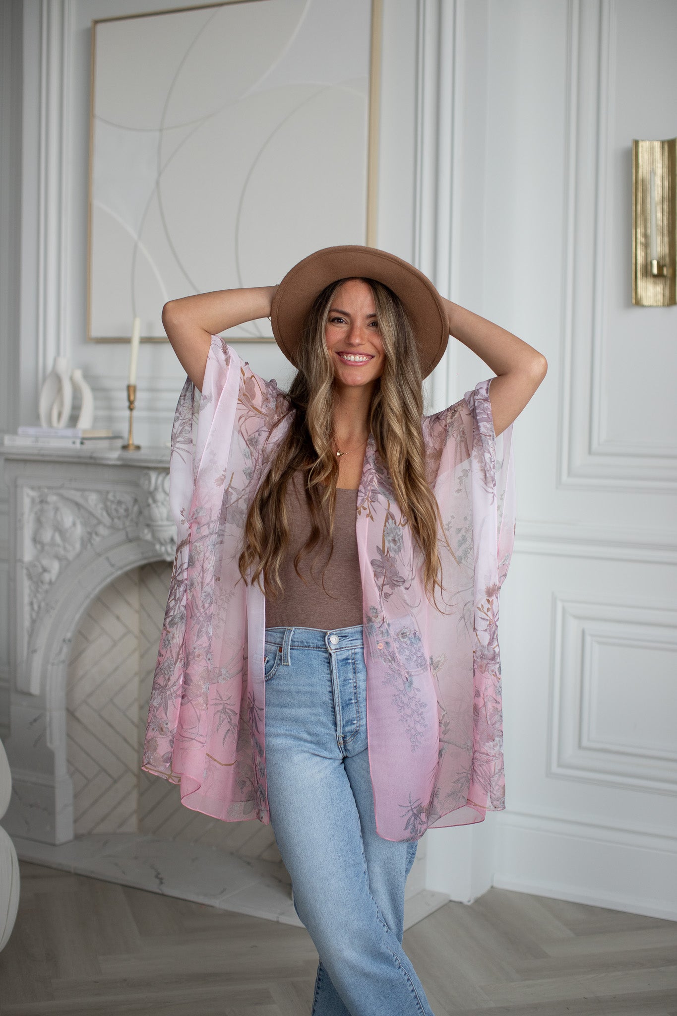Birds & Bees Kimono - Ombre Rose