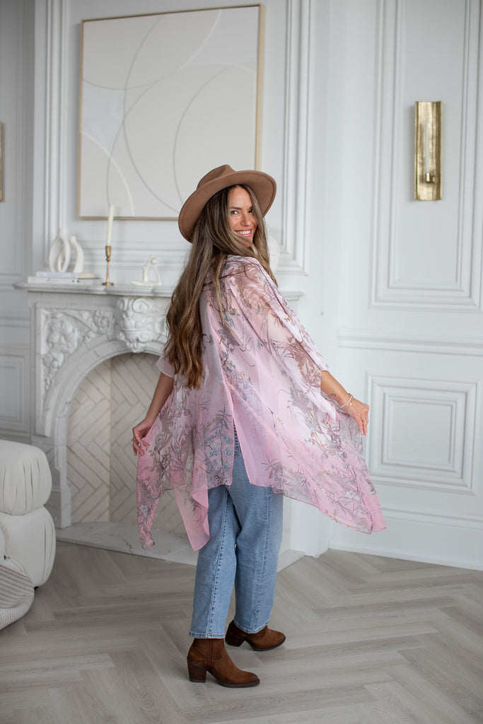 Birds & Bees Kimono - Ombre Rose