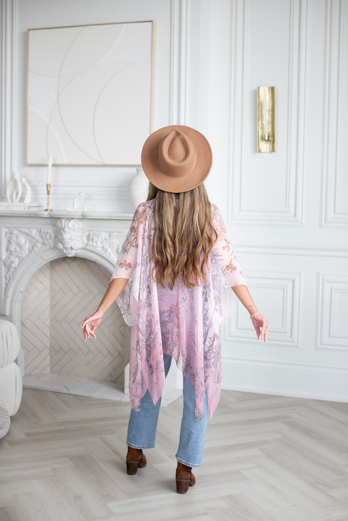 Birds & Bees Kimono - Ombre Rose