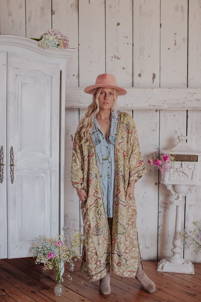 Letters From The Loom - Primitive Peace - Linen Fern w/ Light Denim