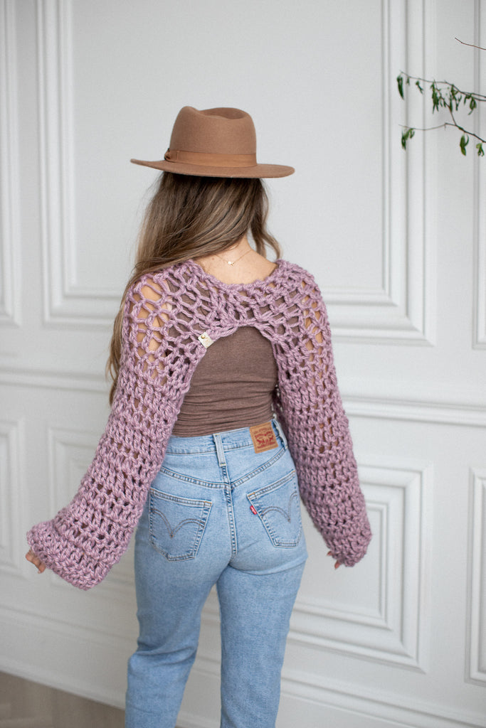 ELLEFLOWER - hand knit bolero sweater: L I L A C