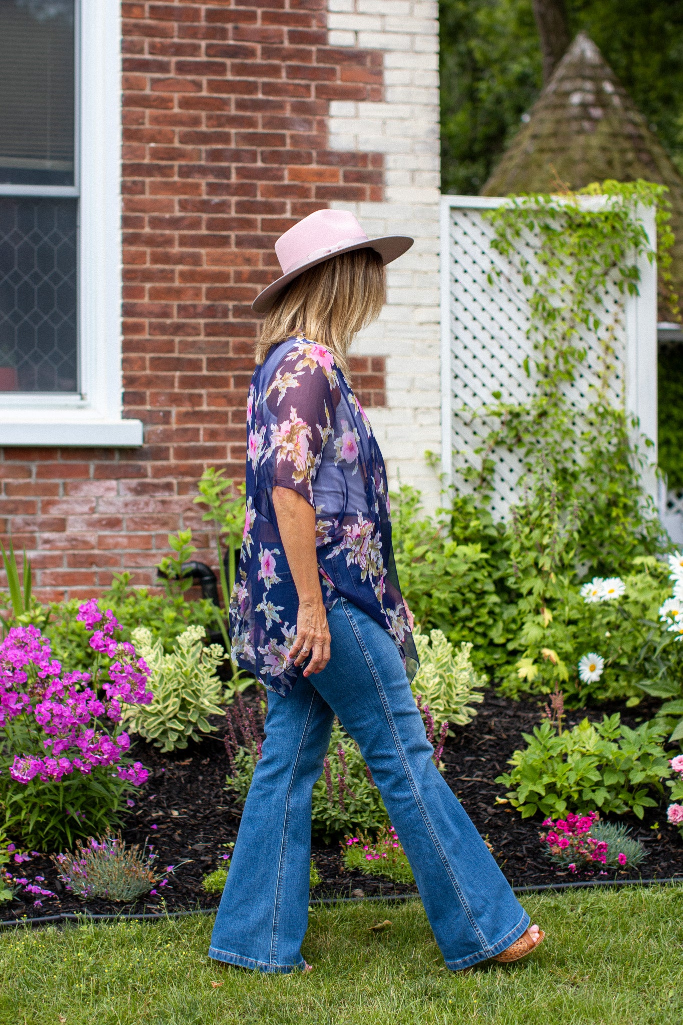 Hibiscus Kimono - Navy