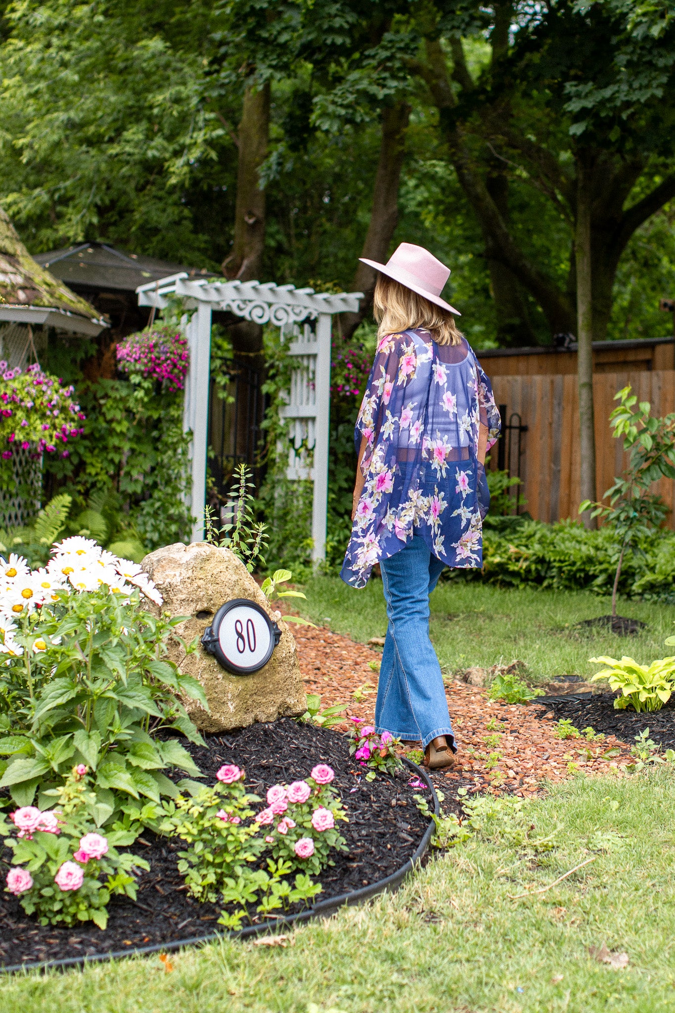 Hibiscus Kimono - Navy