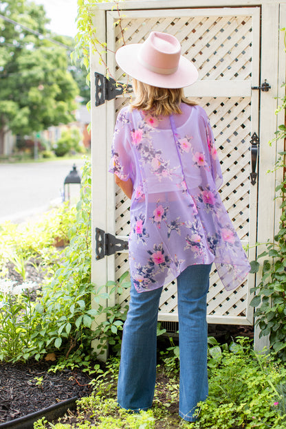 Hibiscus Kimono - Lavender