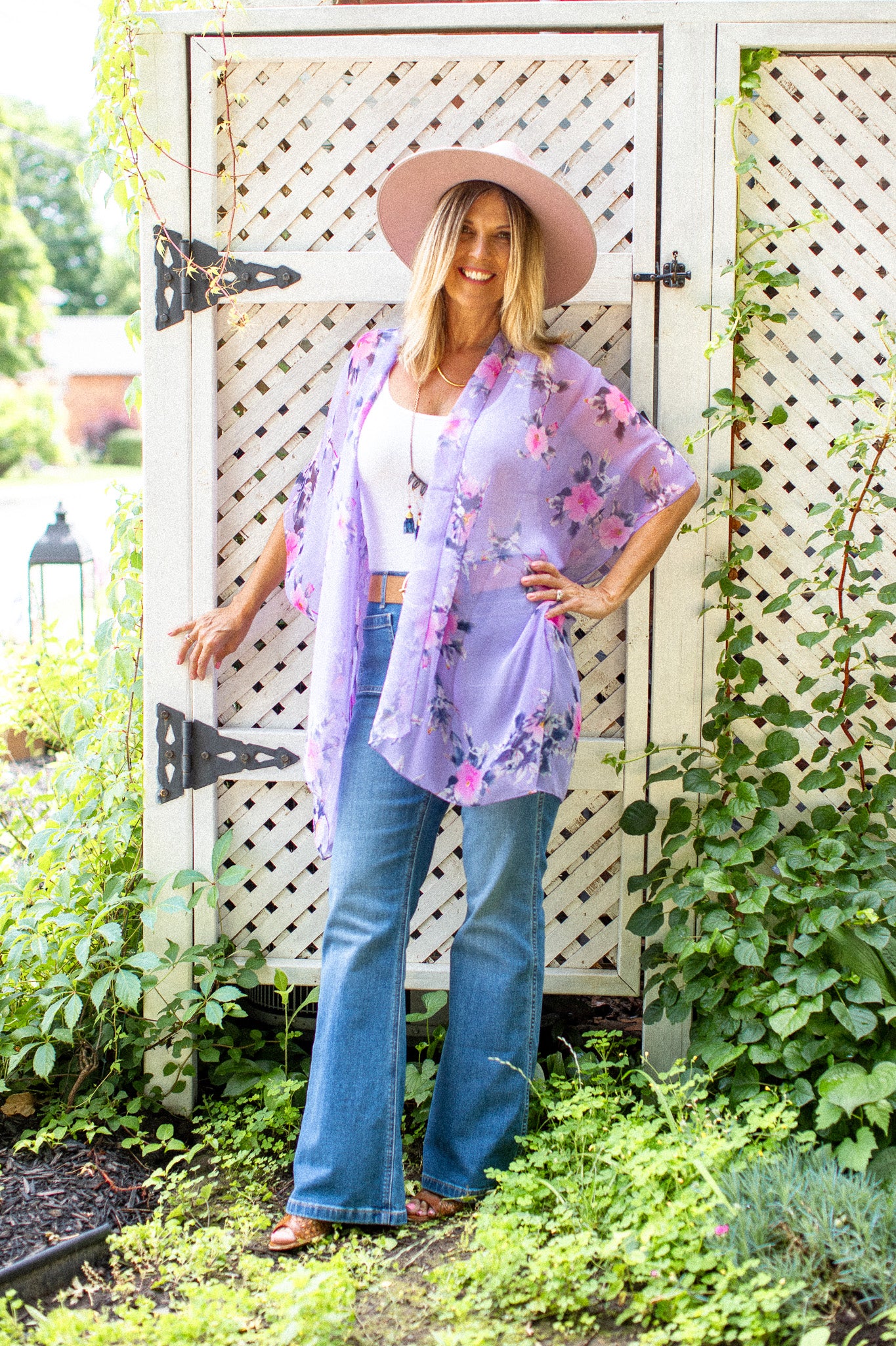 Hibiscus Kimono - Lavender
