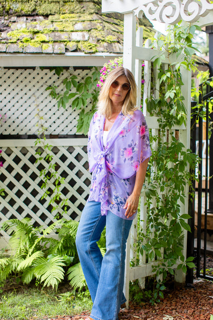 Hibiscus Kimono - Lavender