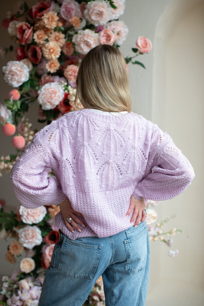 ELLEFLOWER - Pointelle Sweater - LILAC