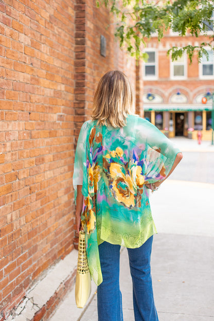 Magnolia Kimono- Turquoise