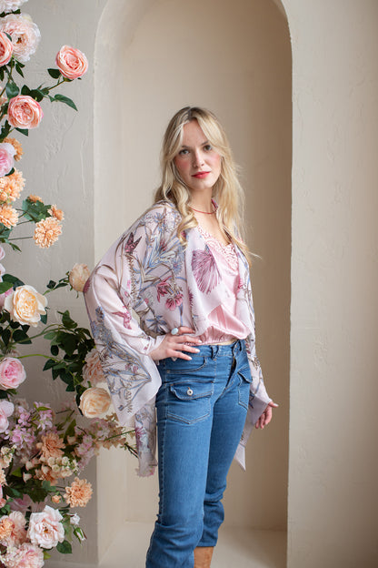 Cropped Cardigan : wild bloom - B L U S H