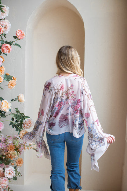 Cropped Cardigan : wild bloom - B L U S H