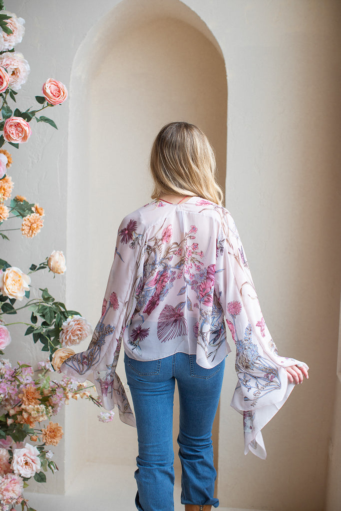 Cropped Cardigan : wild bloom - B L U S H